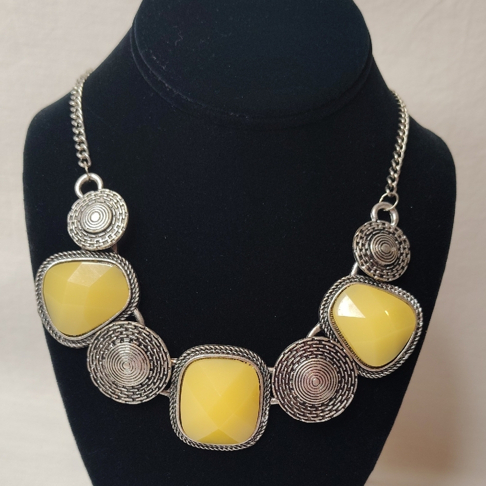 Silvertone Statement Necklace - image 1
